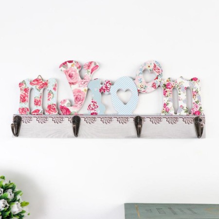 Decorative wood hooks "Flower inscription" MIX 12x29.5x5 cm
