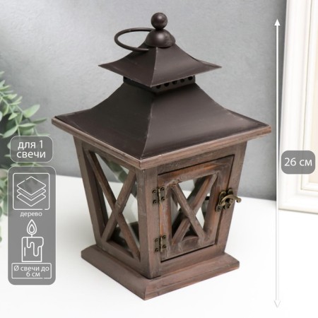 Summary tree on 1 candle "Lantern" Dark tree 26x15.4x15.4 cm