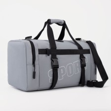 Sports bag with lightning, 2 outer pockets, gray color