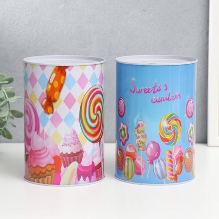 Копилка металл банка "Десерты" МИКС 15х10,3х10,3 см-1