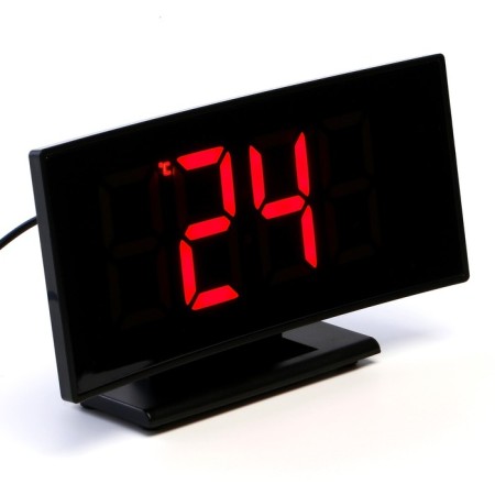 Clock - Electronic desk alarm clock: thermometer, calendar, 17 x 9.5 cm, 3AAA, USB-3
