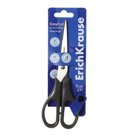 Scissors 17 cm Erichkrause "Easycut", double sharpening, mix, euro suspension-1