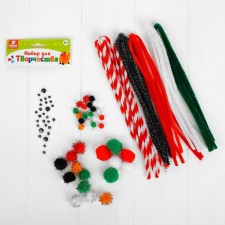 Set for creativity from wire with pile, pompons, eyes No. 12, Mix color
