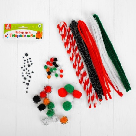 Set for creativity from wire with pile, pompons, eyes No. 12, Mix color