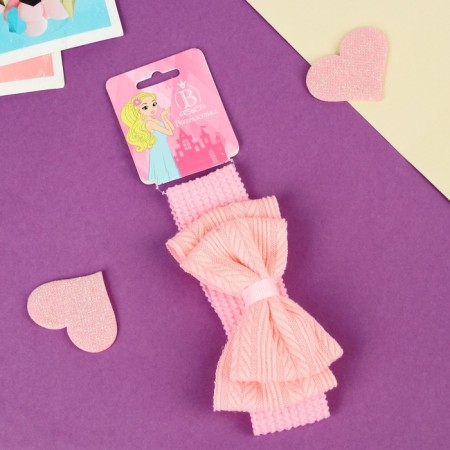 Hair bandage "chosen" bow pattern, 16x3 cm, pink-2