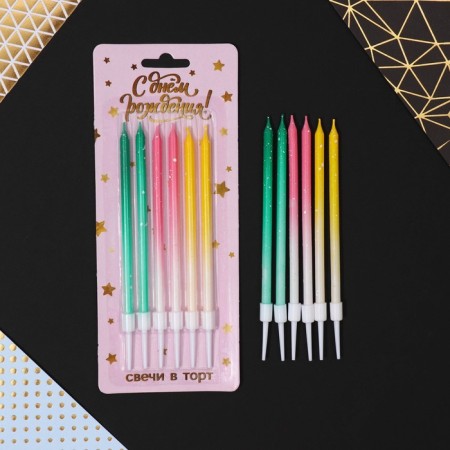 Candles for cake with sparkles, multi -colored, 6 pcs.-1