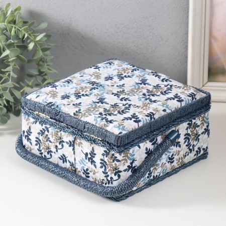 Casket for needlework "Little branches" 20x20x11 cm-4