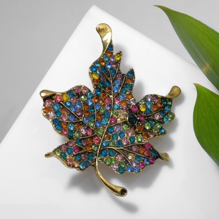 Brooch "Mine Leaf" Gemstone, color in black gold-2