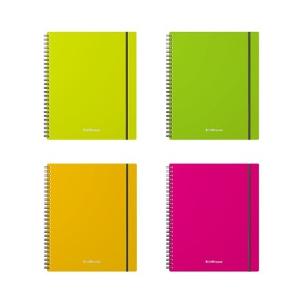 Notebook A5, 80 sheets in a cage on the crest Erichkrause "Neon", plastic cover, elastic band, offset block, whiteness 100%, mix