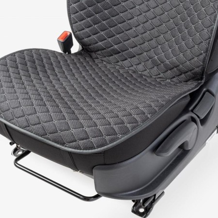 Caps on the front seats Car Performance, 2 pcs, Fiberflax (flax), rhombus, black-4
