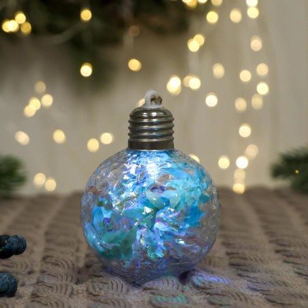 Ball plastic light D-8 cm "The time of miracles" the edge of the overflow, transparent-1