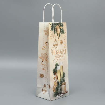 Package for the bottle "Champagne", 13 x 36 x 10 cm, New Year-2