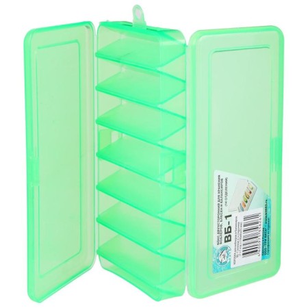 Box for wobblers and balancers VB-1, green color, 2-way, 7+7 departments, 190 × 85 × 35 mm-2