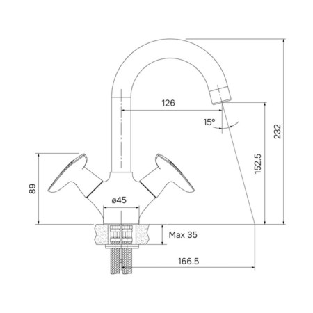 Mixer for the IDDIS Copter Copsb00i01 sink, two -talent, chrome-3