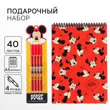 Подарочный набор: блокнот А5 и 4 ручки пиши-стирай, Минни маус