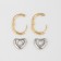 Earrings with the removable element "transformer" heart, color gold with silver