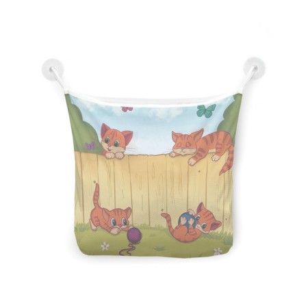 Organizer in a bath on suction cups “playful kittens”, for storing toys and trifles, size 33x39 cm-2