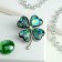 Galiotis brooch-column clover, green color in silver