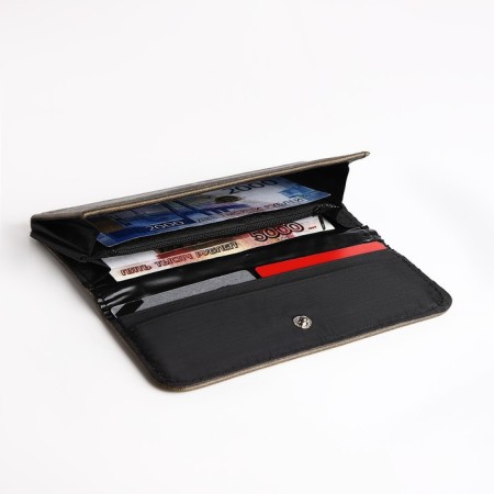 Women's wallet on the button, brown color-3