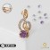 Brooch "Violin key" mini, inspiration, white-purple color in gold