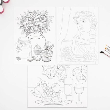 Coloring with watercolor "Still lifes", A4-4