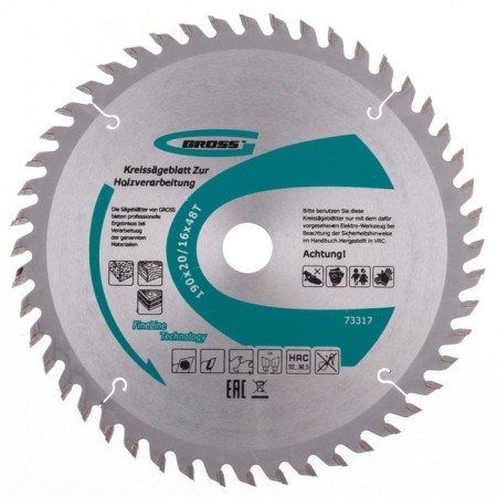 Disk of wood Gross 73317, 190x20/16 mm, 48 teeth