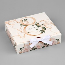 Gift folding box, packaging, “March 8, gold”, 20 x 18 x 5 cm, without tape