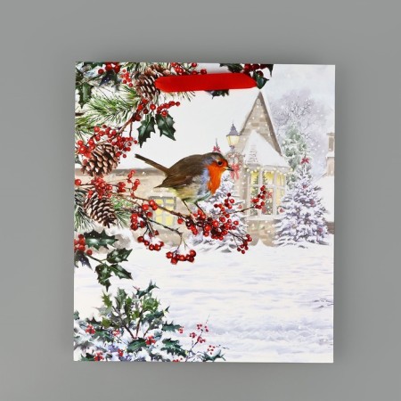 Package Gift New Year Laminated "Winter Morning", M 30 x 26 x 9 cm, New Year-3