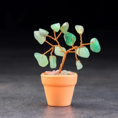 Souvenir in a pot "Energy tree. Green adventurine", natural stone, 9 x 3.5 cm-1