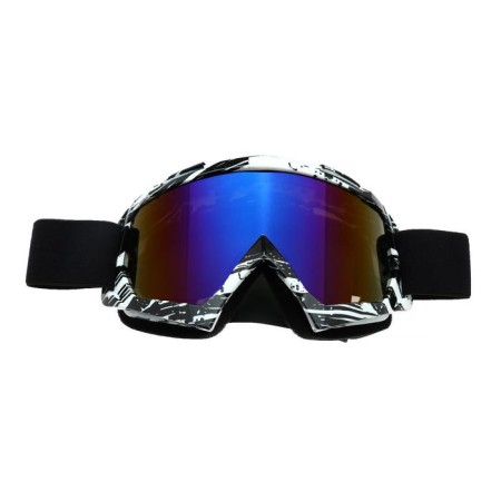 Mask glasses for motorcycle engineering, glass blue-violet chameleon, black and white, OM-18