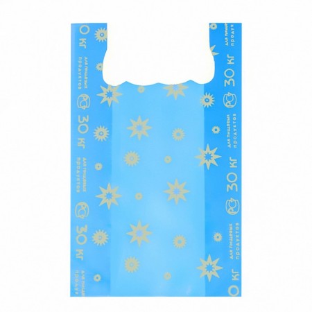 T -shirt package, polyethylene "stars", blue, 33 x 53 cm, 15 μm