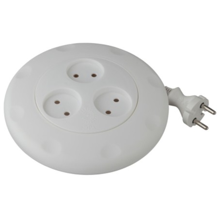 Extension cord electric era UR-3-3M-W roulette without grounding 3 sockets 3 m, 2x1mm2 10a white