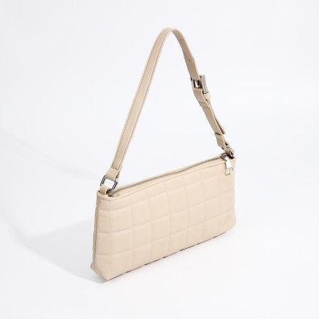 Baget bag with zipper, beige color-1