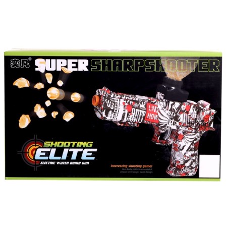 Black pistol, shoots gel bullets, mobile shutter, battery 3.7v-9