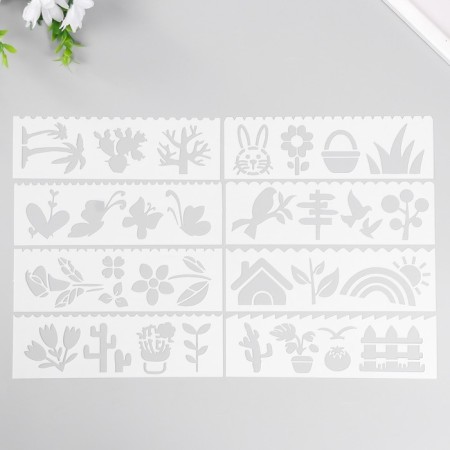 A stencil with curly edge "Summer" set of 8 pcs 18.3x5.5 cm