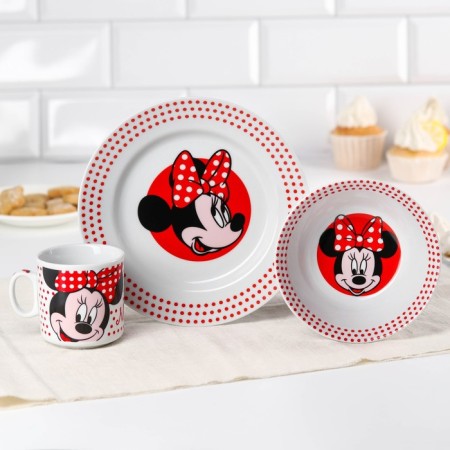 Set of dishes, 3 objects: plate Ø 16.5 cm, bowl Ø 14 cm, mug 250 ml, Minnie, Minnie Mouse-2
