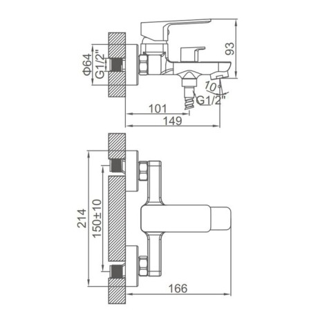 Accoona A63126AW bath mixer, single -leaf, pour 149 mm, shower set, gold-8