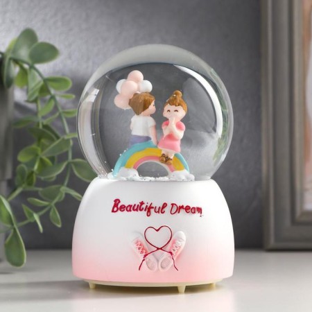 Souvenir Polystone Water Ball Light, Music "kids on the rainbow/month" mix 12x8x8 cm