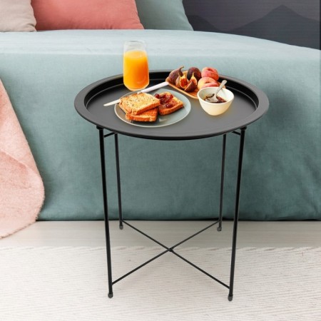 Folding metal table-stalk 2 in 1, 470 × 470 × 505 mm, black color-6