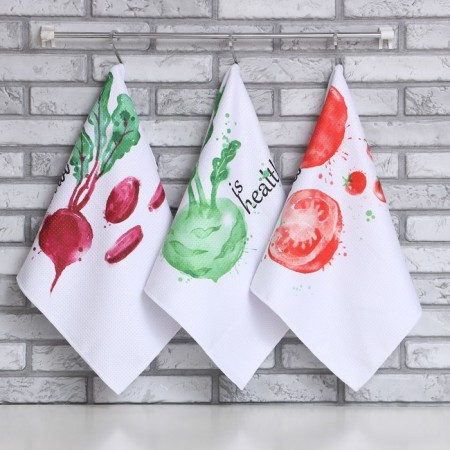 A set of kitchen towels of the “vegetables” 40x60 ± 3cm, 3 pcs, 100% PE-7