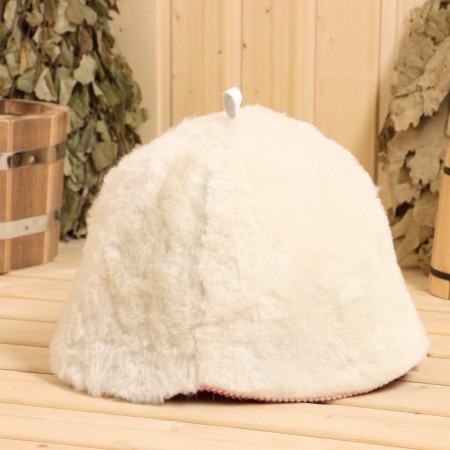 Sheepskin Bath cap, pink felt-2