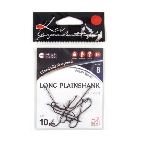 Hook Koi Long PlainShank, size 8 Int, BN color, 10 pcs.-3