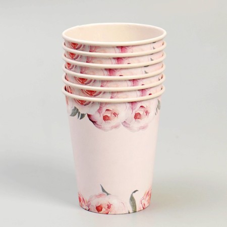 Set of paper dishes disposable delicate peonies "-5