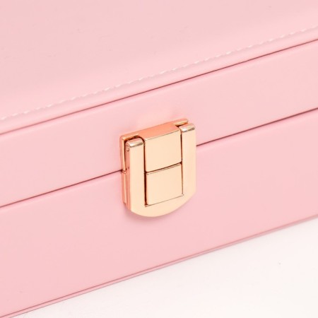 Casket to the leatherette for jewelry "Matte surface. Rectangular" Pink 16x11.5x5.5 cm-1