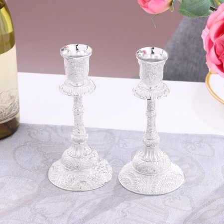 A set of 2 candlesticks, metal, 8 x 8 x 16.5 cm-1