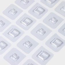 Hooks holders double self -adhesive, set of 10 pairs, 5.7 × 5.7 × 1cm, the color is transparent