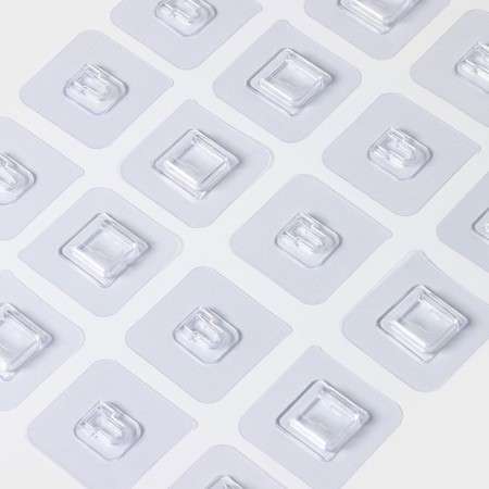 Hooks holders double self -adhesive, set of 10 pairs, 5.7 × 5.7 × 1cm, the color is transparent