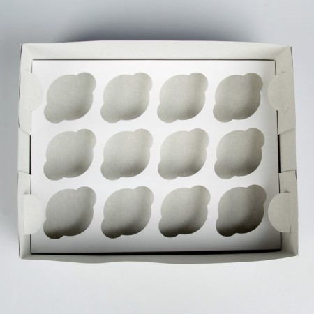 Packaging for 12 cupcakes, white, 32.5 x 25.5 x 10 cm-2