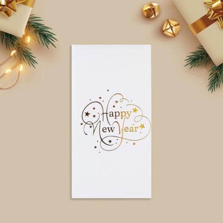Gift envelope, Happy New Year, embossing, designer paper, 11 x 22 cm, New Year-1