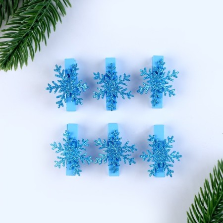 New Year! Brongs for the decor "Snowflakes" are blue, 6 pcs.-5
